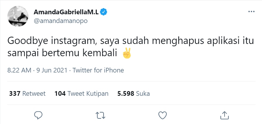 Amanda Manopo Ucapkan Selamat Tinggal pada Instagram dan Twitter, Fans Curigai Ini