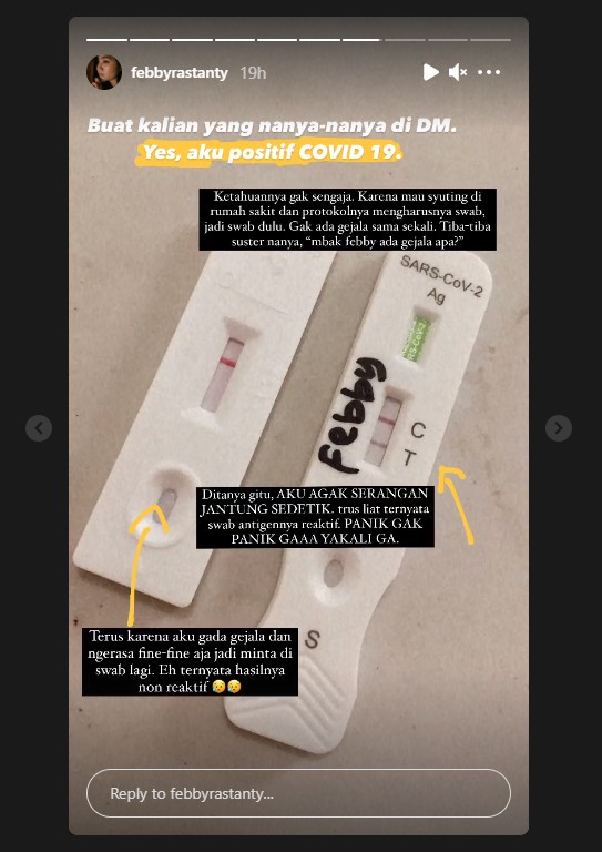 Umumkan Positif Covid-19, Febby Rastanty Akui Sempat Lalai Karena Lakukan Ini