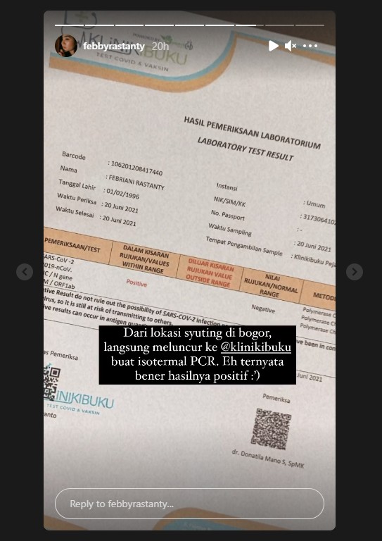 Umumkan Positif Covid-19, Febby Rastanty Akui Sempat Lalai Karena Lakukan Ini
