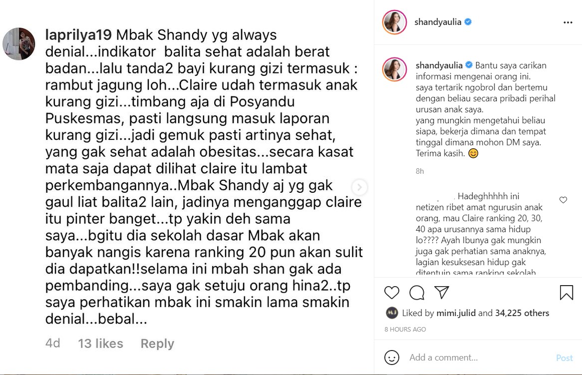Tumbuh Kembang Anaknya Dihina, Shandy Aulia: Saya Tertarik Ngobrol dan Bertemu dengan Beliau
