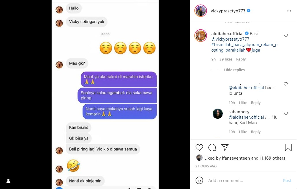 Vicky Prasetyo Tegas Tolak Ajakan Settingan, Aldi Taher Justru Beri Komentar Nyinyir