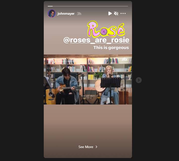 John Mayer membagikan penampilan Rose BLACKPINK membawakan salah satu lagunya \'Slow Dancing In A Burning Room\'