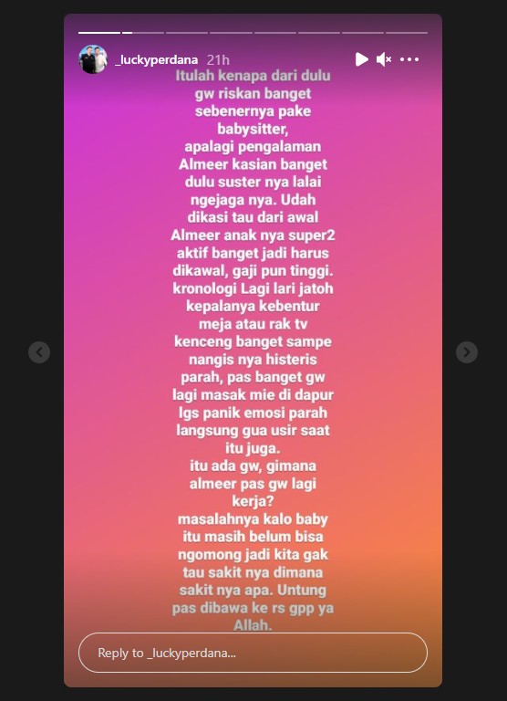 Lucky Perdana Sempat Marah pada Babysitter Usai Kepala Anak Terbentur Meja, Langsung Usir dari Rumah