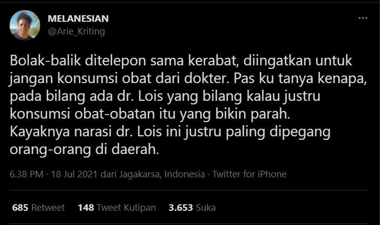Arie Kriting Heran Usai Kerabatnya Larang Minum Obat Gara-gara Hoaks Dokter Lois