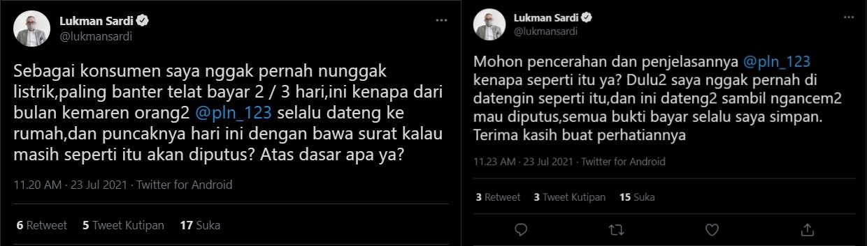 Didatangi Petugas PLN, Lukman Sardi Ngaku Diancam Listrik Rumahnya Akan Diputus