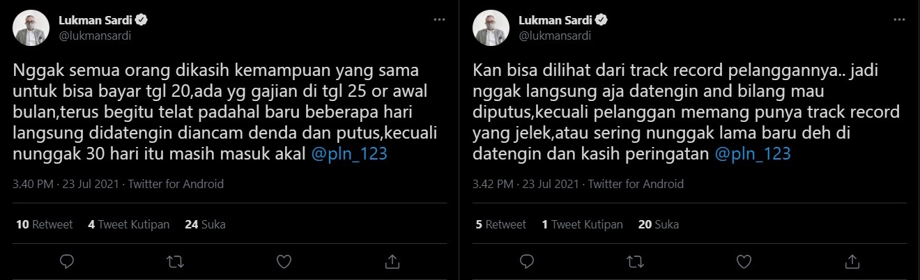 Didatangi Petugas PLN, Lukman Sardi Ngaku Diancam Listrik Rumahnya Akan Diputus