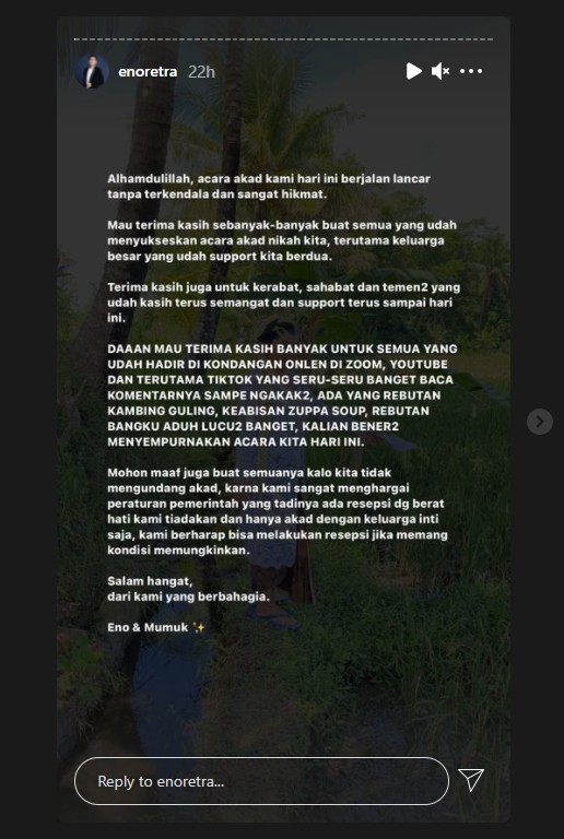 Mumuk Gomez dan Retno Putra Diam-diam Sudah Menikah, Banjir Ucapan Selamat