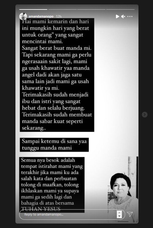 Antar Ibu ke Peristirahatan Terakhir, Amanda Manopo Genggam Erat Tangan Sang Ayah