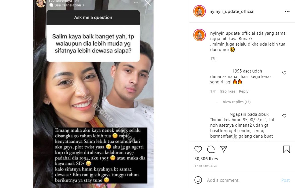 Disebut Lebih Tua dari Salim Nauderer, Rachel Vennya Bongkar Fakta Tak Terduga