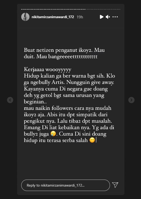 Banyak Artis Kena Bully Karena Tolak Ikoy-ikoyan, Nikita Mirzani: Di Sini Doang Hidup Serba Salah