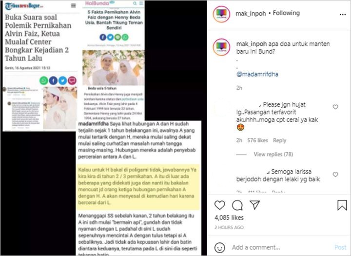 Larissa Mencintai Sepenuh Hati, Paranormal Ini Ramal Alvin-Henny Malah \'Main Api\' Sejak 2 Tahun Lalu