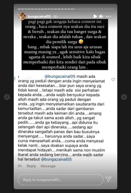 Diceramahi Soal Azab dan Api Neraka, Bunga Zainal Balas Menohok: Sensitif!