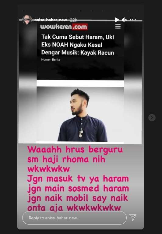 Uki Eks NOAH Sebut Musik Haram Bak Racun, Annisa Bahar Beri Sentilan Tajam