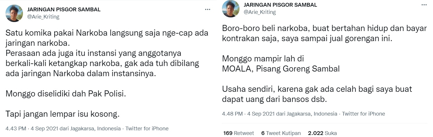 Kalangan Komika Dikabarkan Ada Jaringan Narkoba, Arie Kriting Minta ke Polisi Ini