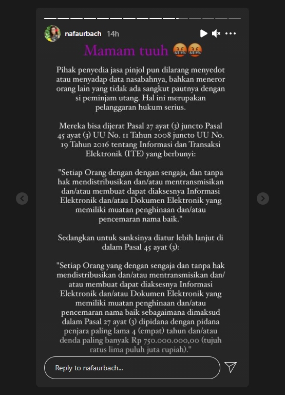 Diterror Pinjol, Nafa Urbach Naik Pitam Hingga Ancam Bakal Lapor ke Polisi