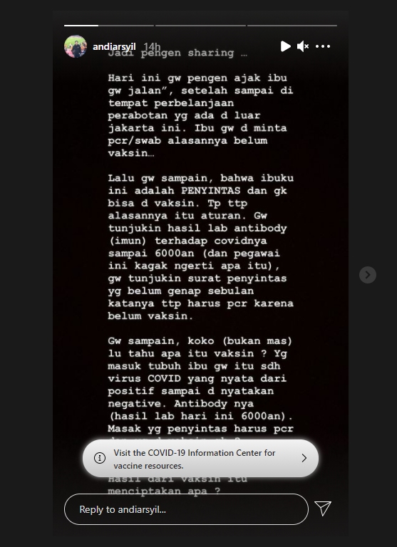 Kesal Banget, Andi Arsyil Curhat Sang Ibu Dipaksa PCR Saat Masuk Pusat Perbelanjaan