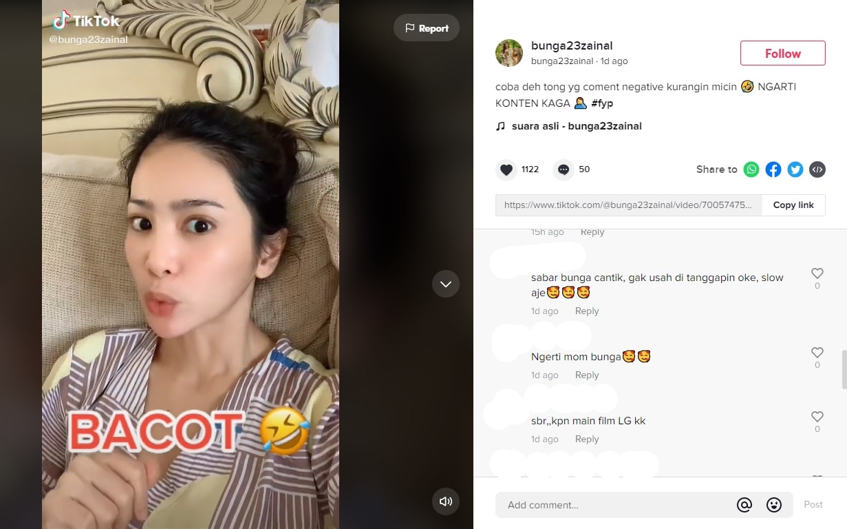 Bunga Zainal Dituding Insecure Gara-gara Bikin Konten Tentang Pasangan, Beri Reaksi Menohok