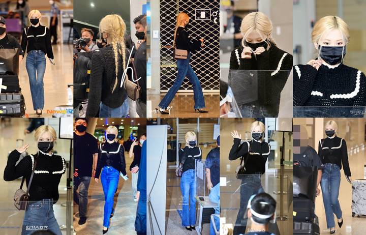 Penampilan Rose BLACKPINK di bandara Incheon
