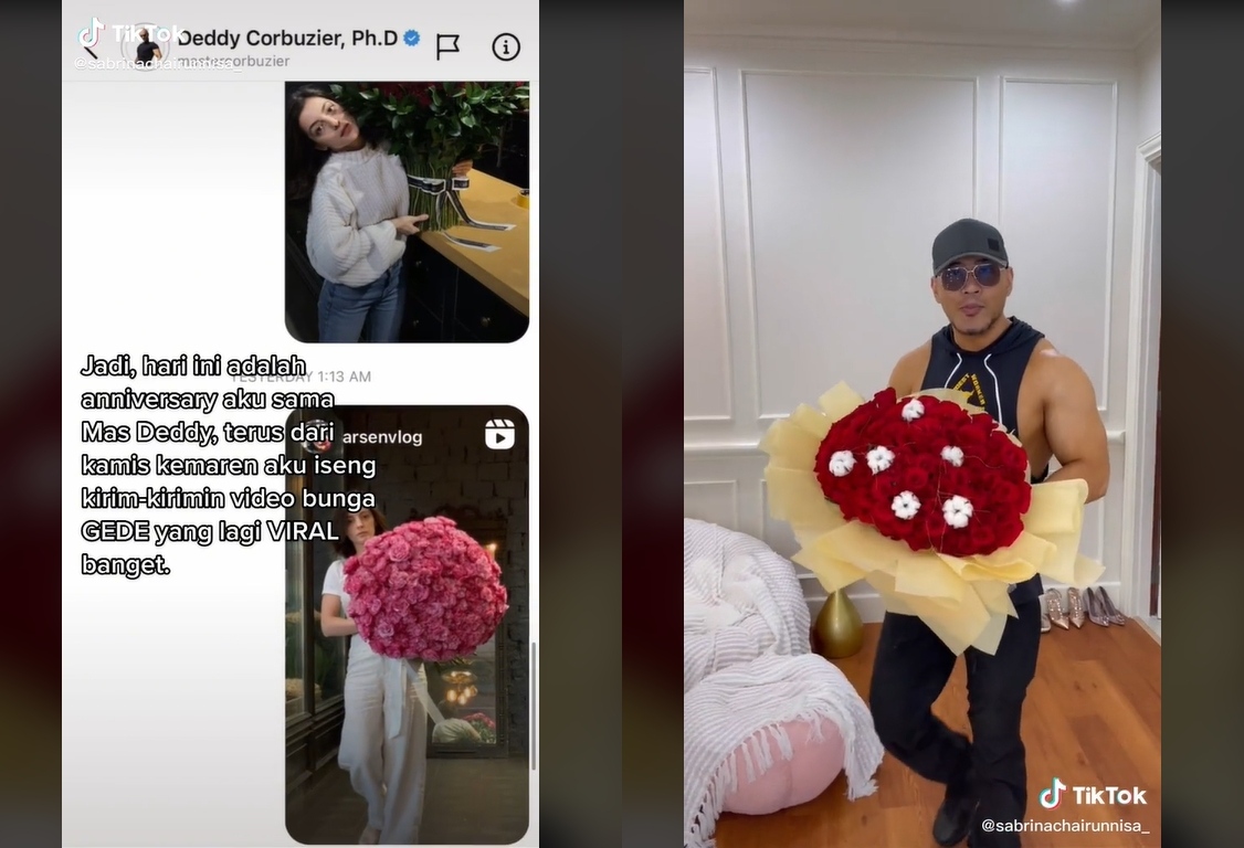 Iseng Kode Belikan Bunga ke Deddy Corbuzier, Sabrina Chairunnisa Girang Dapat Kejutan Anniversary