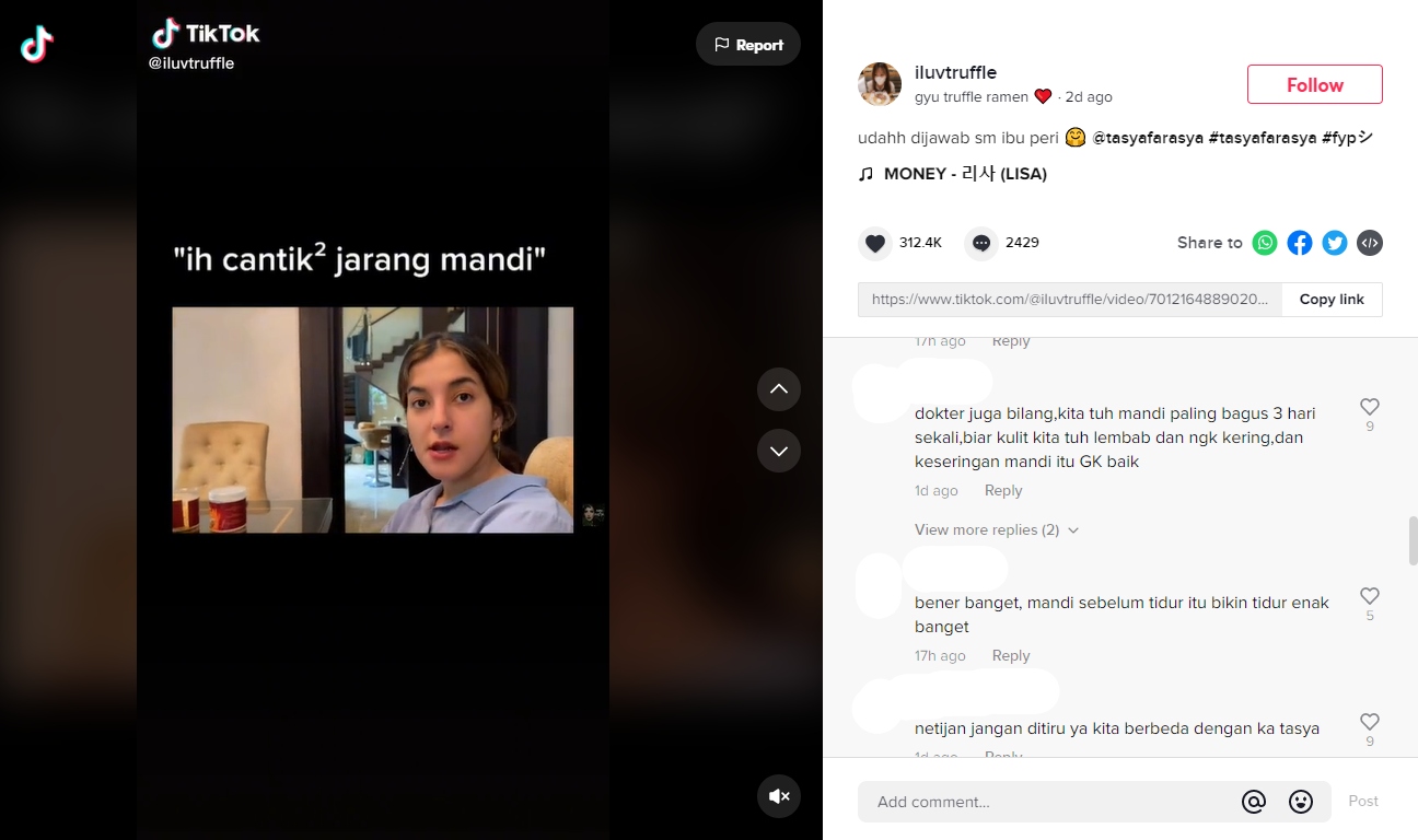 Tasya Farasya Blak-blakan Ngaku Jarang Mandi Karena Alasan Ini, Tuai Perdebatan Netizen