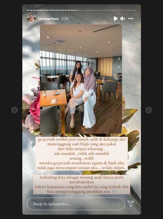 Ada Perbedaan Agama, Larissa Chou Ungkap Sikap Toleransi Keluarga Terhadapnya