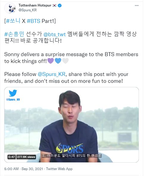 Pesepakbola Son Heung Min Ngaku Fans Berat BTS dan Kirim Pesan Manis untuk Jin Dkk