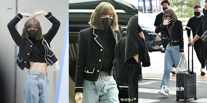 Penampilan Lisa BLACKPINK di bandara menuju Paris