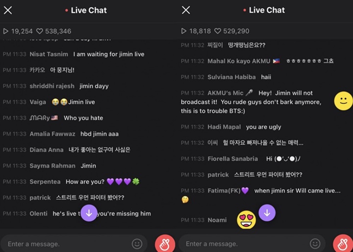 VLIVE Suhyun AKMU dibanjiri komentar Army