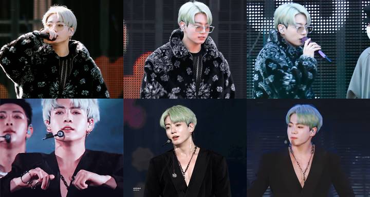 Jungkook BTS terlihat mengenakan warna rambut hijau mint perdana