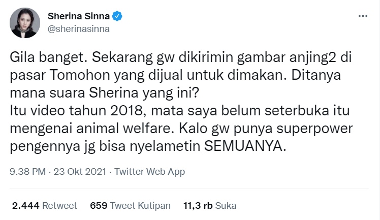 Sherina Kena Protes Usai Buka Suara Soal Kematian Anjing di Aceh, Beri Penjelasan Ini