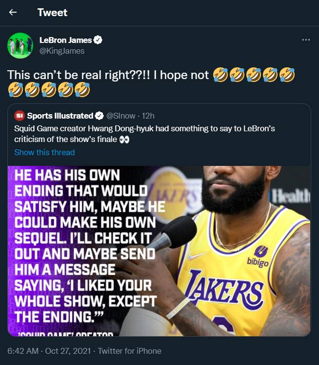 LeBorn James menyoroti pernyataan sutradara \'Squid Games\'