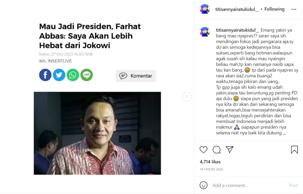 Farhat Abbas Ngaku Mau Jadi Presiden, Peramal Ini Terawang Bakal Sia-sia
