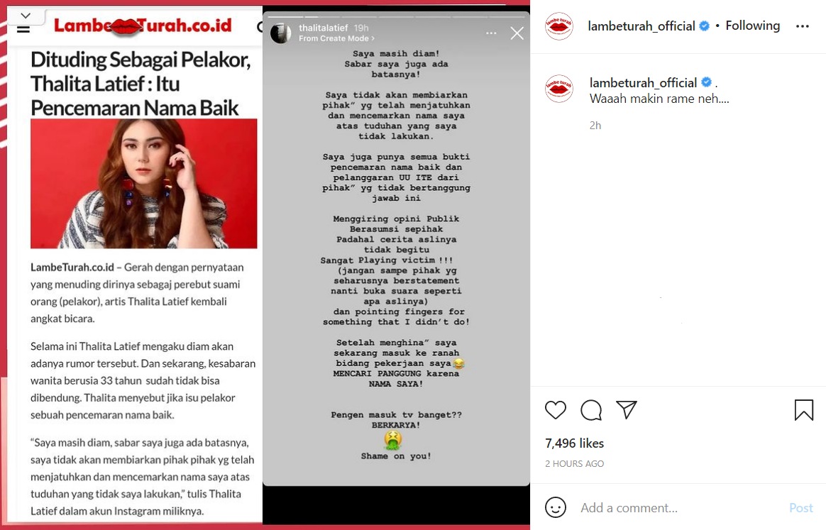 Meradang Usai Dituding Pelakor, Thalita Latief Beri Peringatan Keras