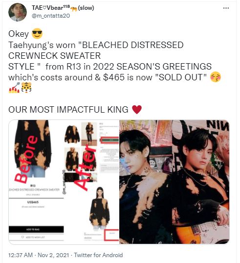 Kukuhkan Gelar \'Sold Out King\', Pakaian V di Foto Season Greetings 2022 BTS Ludes Terjual