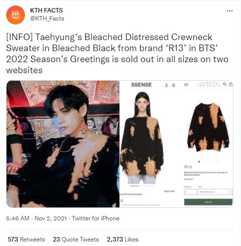 Kukuhkan Gelar \'Sold Out King\', Pakaian V di Foto Season Greetings 2022 BTS Ludes Terjual