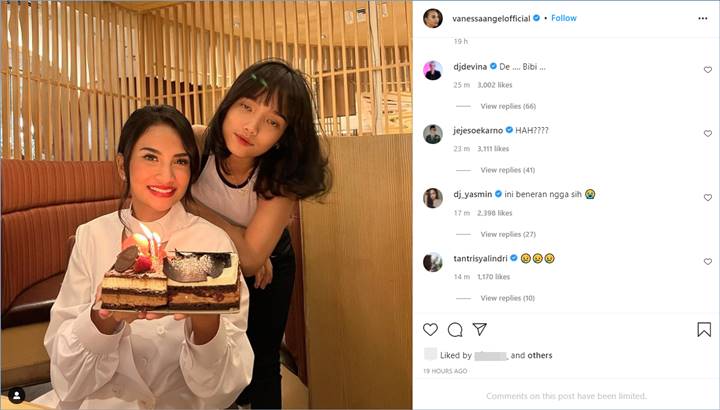Komentar di unggahan terakhir Vanessa Angel