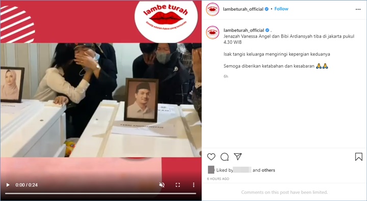 Sanak keluarga menangis melihat peti mati Vanessa dan Bibi di rumah duka