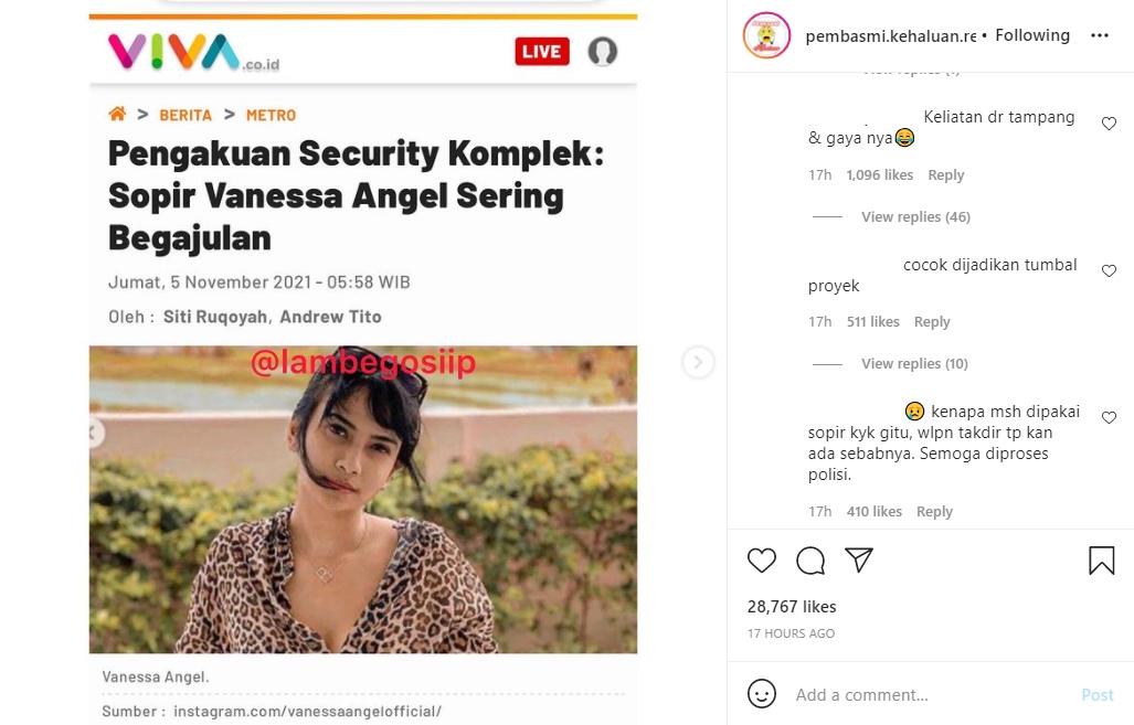 Satpam Komplek Bongkar Sikap Sopir Vanessa Angel, Netter: Kelihatan Dari Tampangnya!