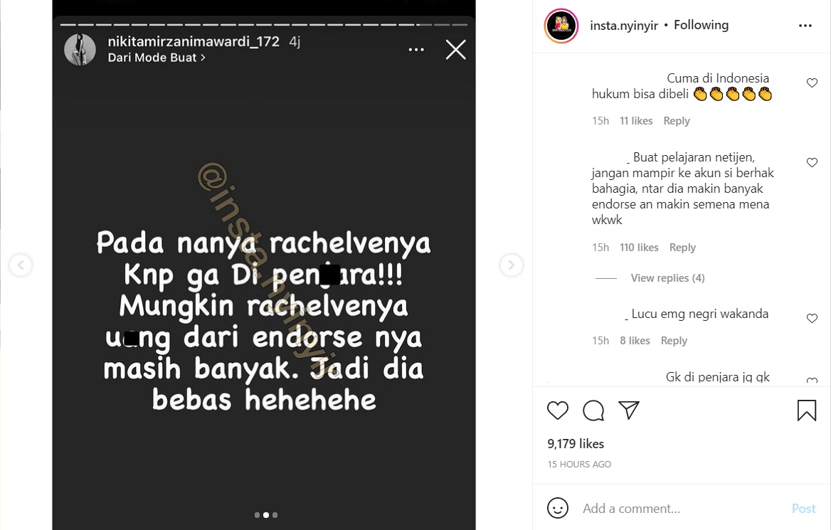 Rachel Vennya Belum Ditahan Meski Jadi Tersangka, Nikita Mirzani Beri Komentar Menohok