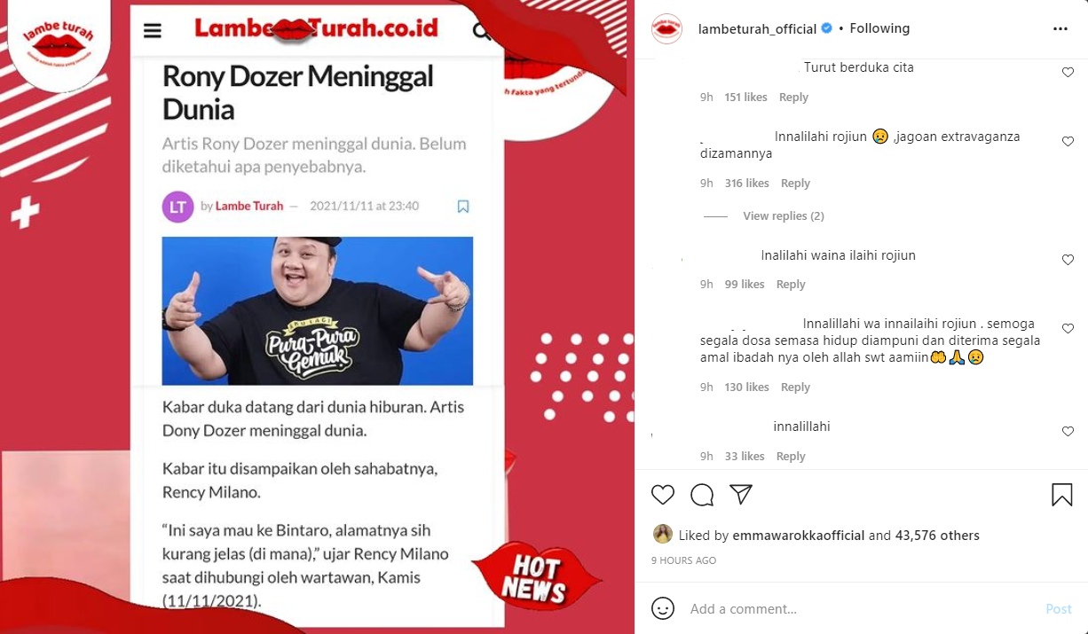 Sebelum Meninggal Dunia, Rony Dozer Disebut Sempat Keluhkan Hal Ini