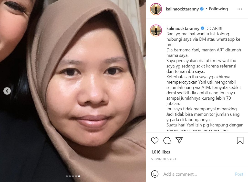 Kalina Oktarani Geram Hingga Laporkan Mantan ART ke Polisi, Ungkap Alami Kerugian Puluhan Juta