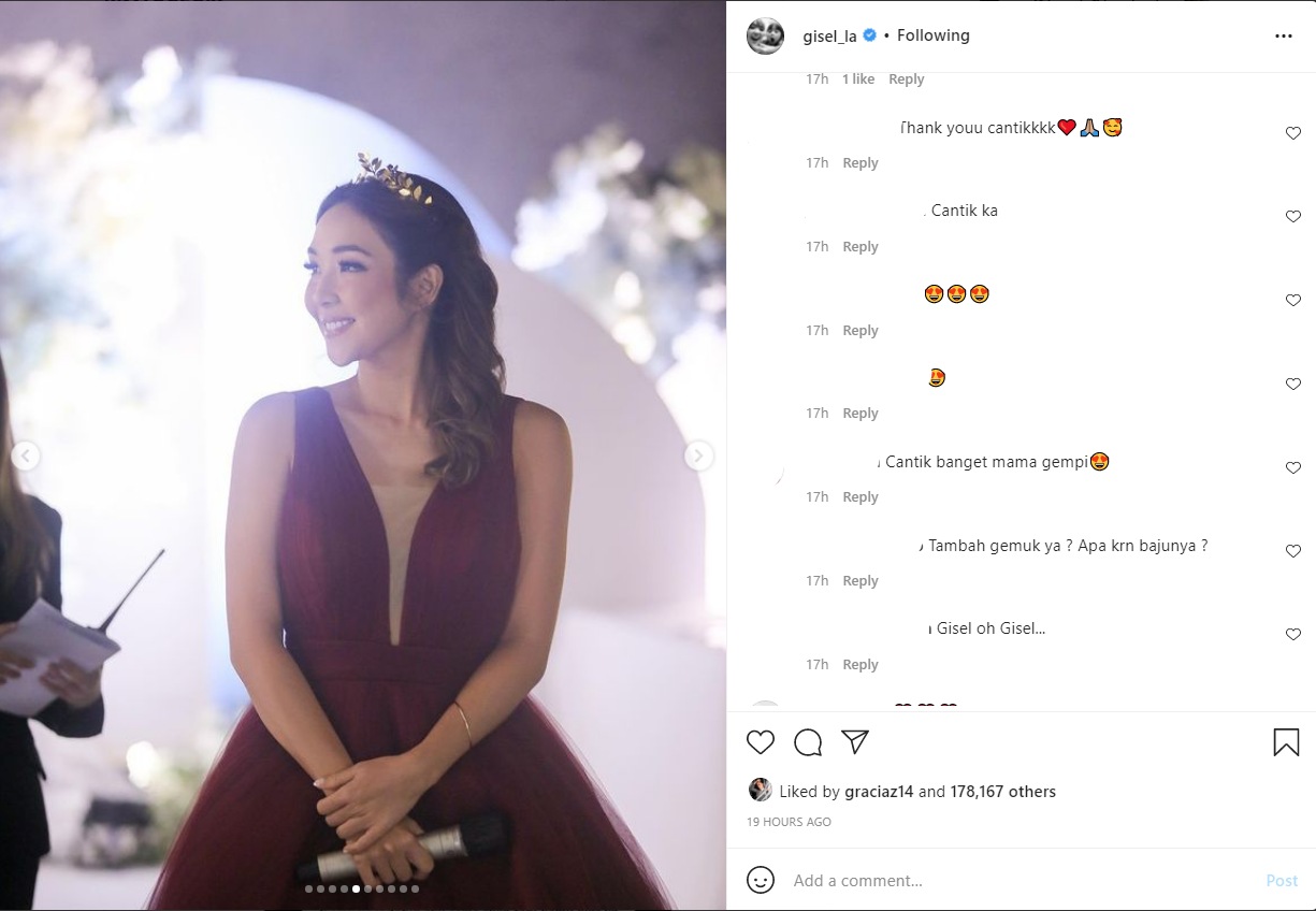 Tampil Cantik dan Anggun Pakai Gaun Merah, Badan Gisella Anastasia Malah Disebut Makin Gemuk