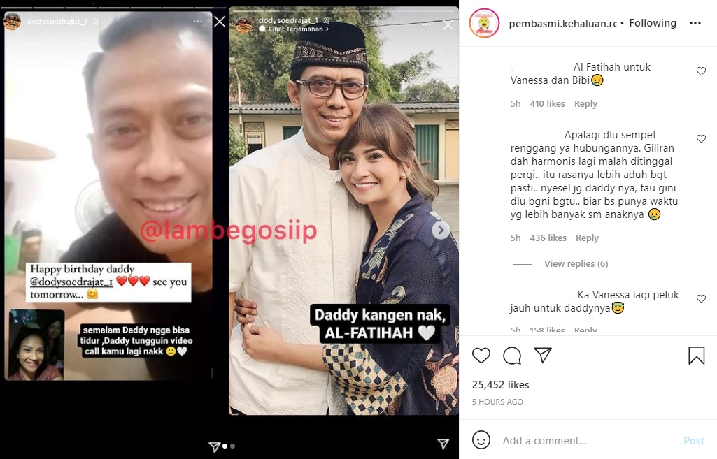 Posting Video Kenangan Lama Bareng Vanessa Angel, Ayahanda: Kangen Nak