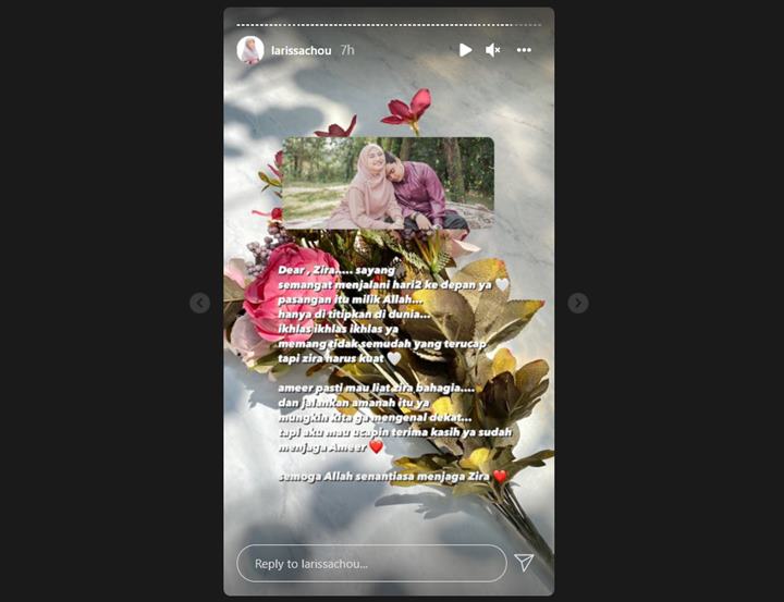 Sebut Tak Kenal Dekat, Surat Terbuka Larissa Chou untuk Istri Ameer Azzikra Menyentuh Banget