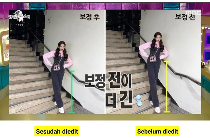 Potret Jang Won Young sebelum dan sesudah diedit