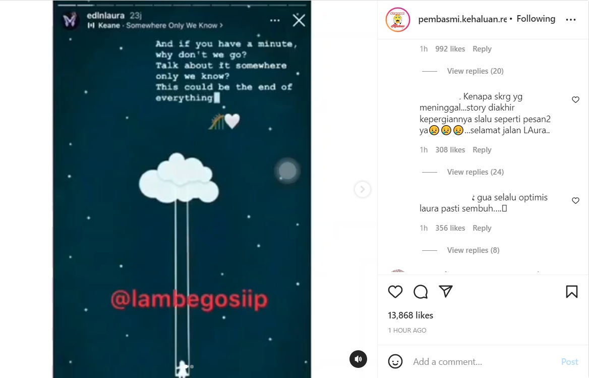 Seolah Firasat Sebelum Meninggal, Laura Anna Sempat Kutip Lirik Lagu dengan Arti Mendalam