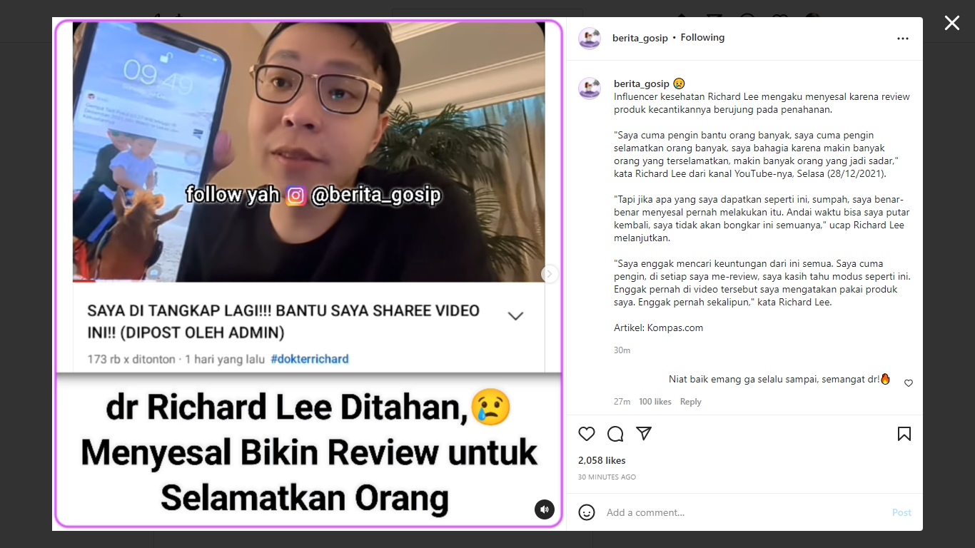 Kini Ditahan, Richard Lee Ungkap Menyesal Telah Selamatkan Orang