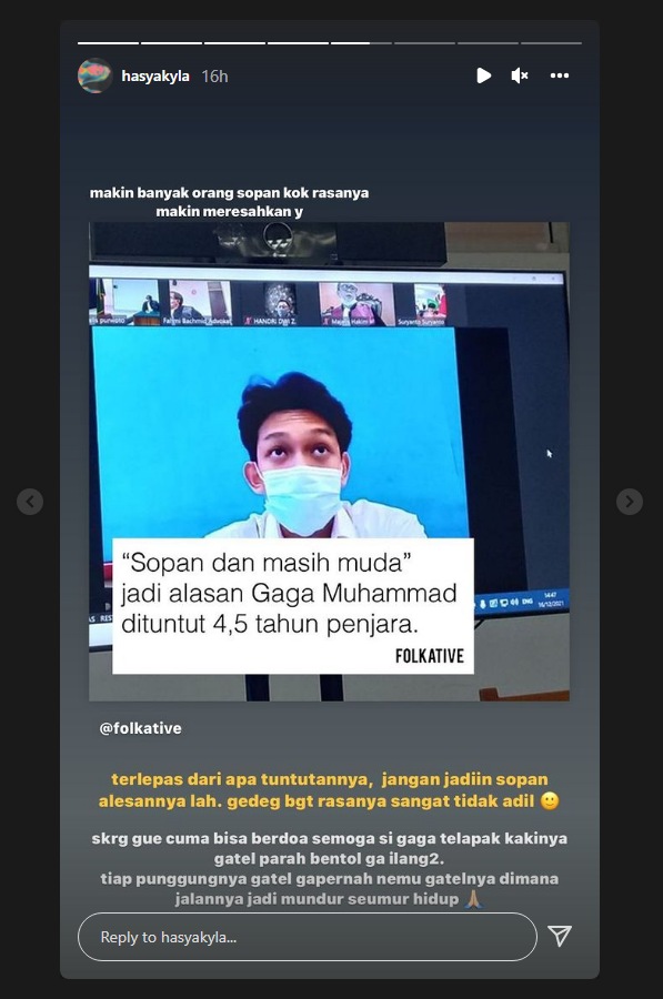 Kesal Banget, Hasyakyla Utami \'Sumpahi\' Gaga Muhammad Usai Dituntut 4,5 Tahun Karena Sopan