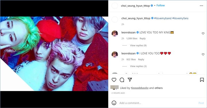 T.O.P membagikan potret bersama dengan G-Dragon, Taeyang, dan Daesung