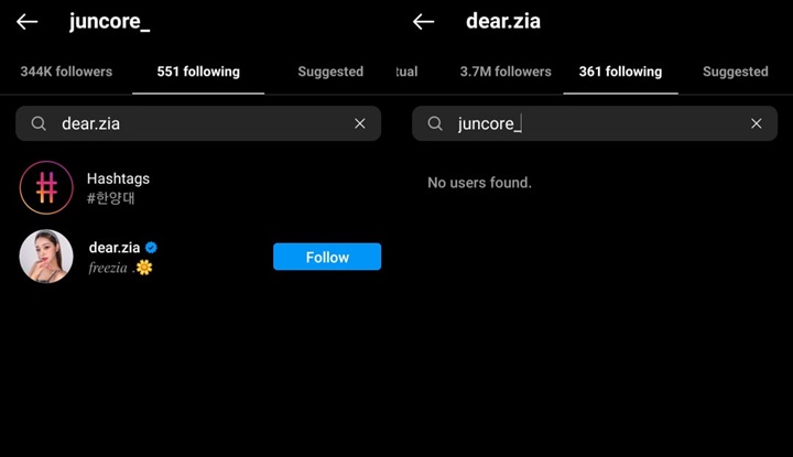 Kim Jun Sik mengikuti akun Instagram Song Ji Ah meski tidak diikuti balik